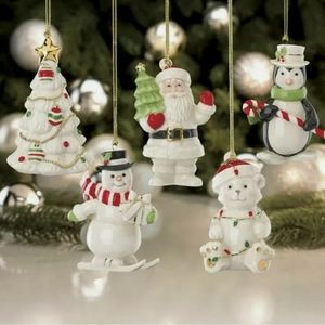 Lenox Very Merry Christmas Ornament Set 5 Pc
